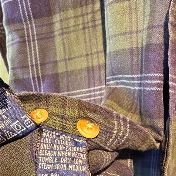 Vintage Nautica Men's Plaid Shirt - Blue and Green - Picture 4 of 6